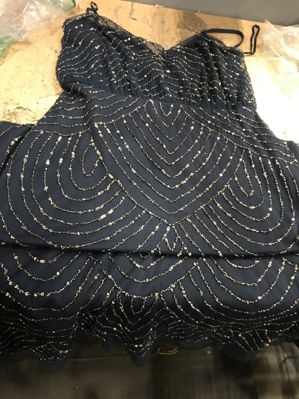 Photo 1 of ***(HEAVILY USED)***Adrianna Papell Women's Art Deco Beaded Blouson Gown, Navy, 12