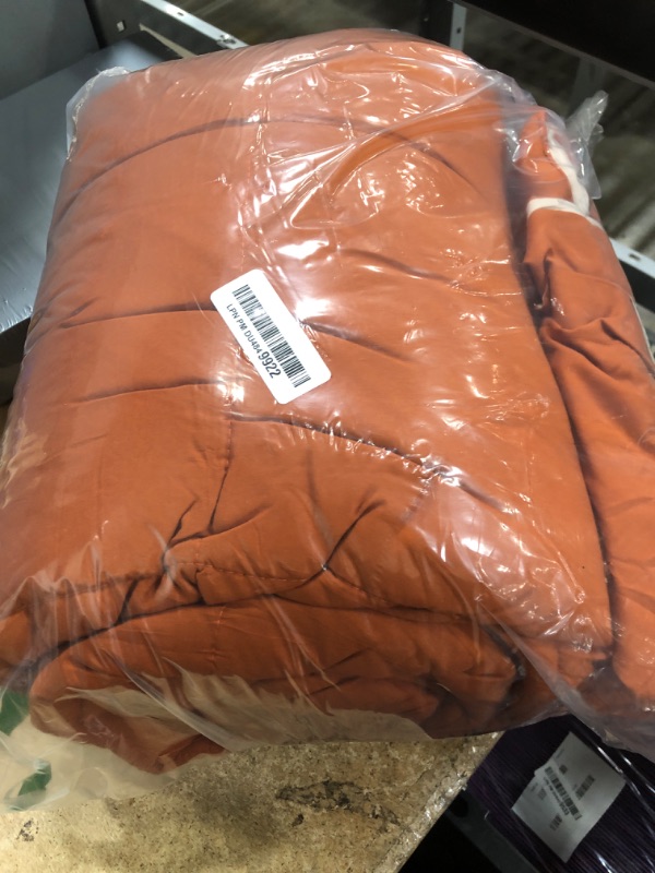 Photo 1 of Homelike Moment King Size Comforter Set Burnt Orange, Comforters King Size Bedding Set, Soft Lightweight Down Alternative Bed Comforter Reversible All Season 3 Piece Bedding Sets Burnt Orange/Beige