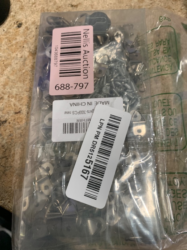 Photo 1 of 300 Pcs Heavy Duty D-Rings Picture Hangers, Double Hole D-Rings with Screws Bulk for Hanging Photo, Paintings, Artwork, Mirror, Clock and etc (300 Screws Included)