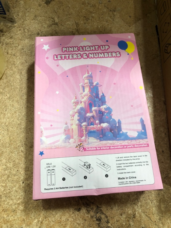 View 2 of EUFONY Pink Glitter LED Marquee Light Up Number 1 with Cool White Lights, Battery-Powered Numbers sign for Girls' Birthday Party Decorations, Gift for Girls Room Wall Decor, 2 Adhesive Hooks Included