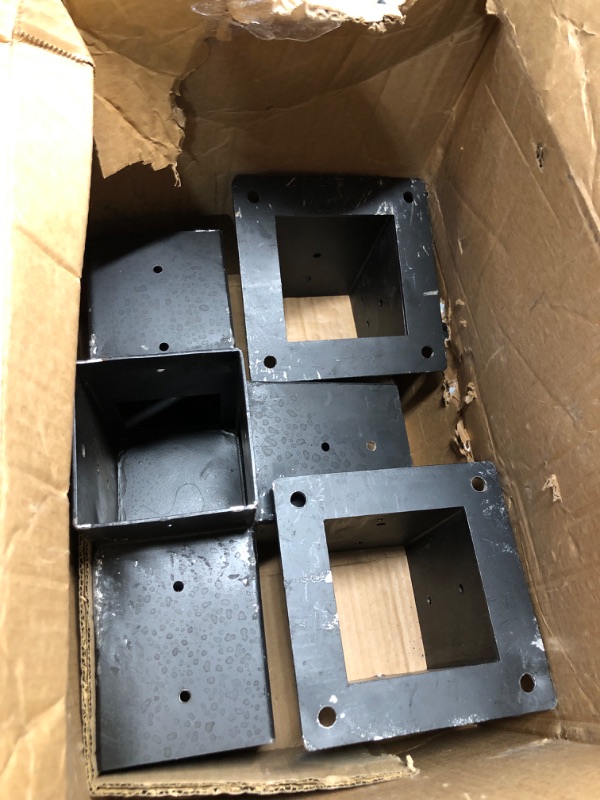 Photo 1 of (incomplete)(sold for parts only) Aukivon Pergola Bracket Kit, 15° Slanted Roof Wall Mount 4-Way Pergola Kit with Post Base, Easy Installation for 4''x4'' 