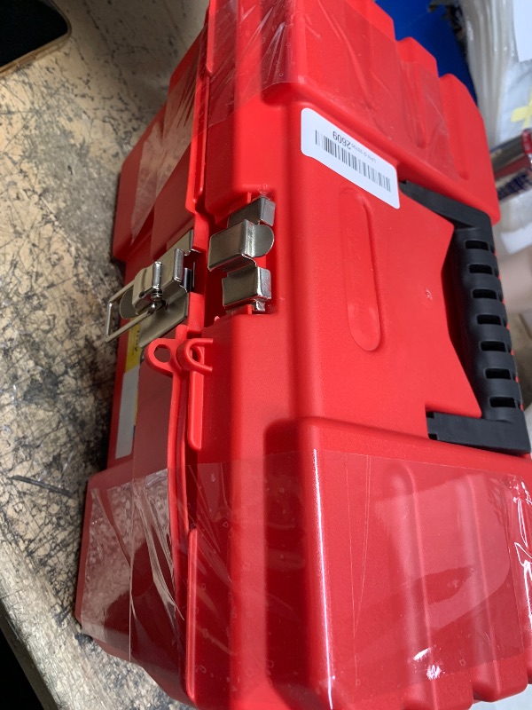 Photo 1 of Akro-Mils 09514 ProBox Plastic Toolbox with Removable Tray for Tools, Hobby or Craft Storage, 14-Inch x 8-Inch x 8-Inch, Red