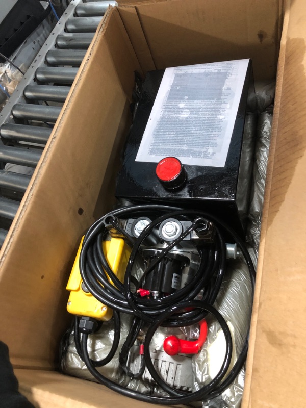 Photo 1 of (Used)(damaged)Hydraulic Pump 12V Dump Trailer Pump - Double Acting, 8-Quart Electric Power Unit for Dump Trailers and Car Lifting (8 Quart)