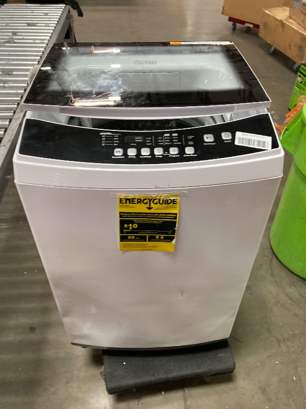 Photo 1 of **BLACK+DECKER 3.0 Cu. Ft. Portable Washer, 26.5 lb. Capacity Washing Machine, 6 Cycles, Quick Connect Sink Adapter and Drain Hose Included, Transparent Lid & LED Display, BPW30MW, White
