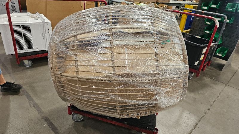 Photo 1 of ***PARTS ONLY****YITAHOME Accent Living Room Egg Chair w/ 2-in-1 Ottoman, Wicker Oversized Basket Chair with 5 Thick Cushions, Footrest, Comfy Recliner Lazy Chair for Indoor, Bedroom, Reading Room, Lounge (Beige)