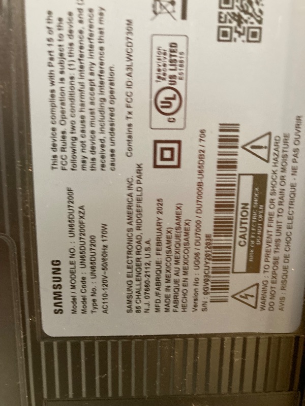 Photo 1 of **SMASHED SCREEN FINAL SALE**SAMSUNG 65-Inch Class Crystal UHD 4K DU7200 Series HDR Smart TV w/Object Tracking Sound Lite, PurColor, Motion Xcelerator, Mega Contrast, Q-Symphony (UN65DU7200, 2024 Model)