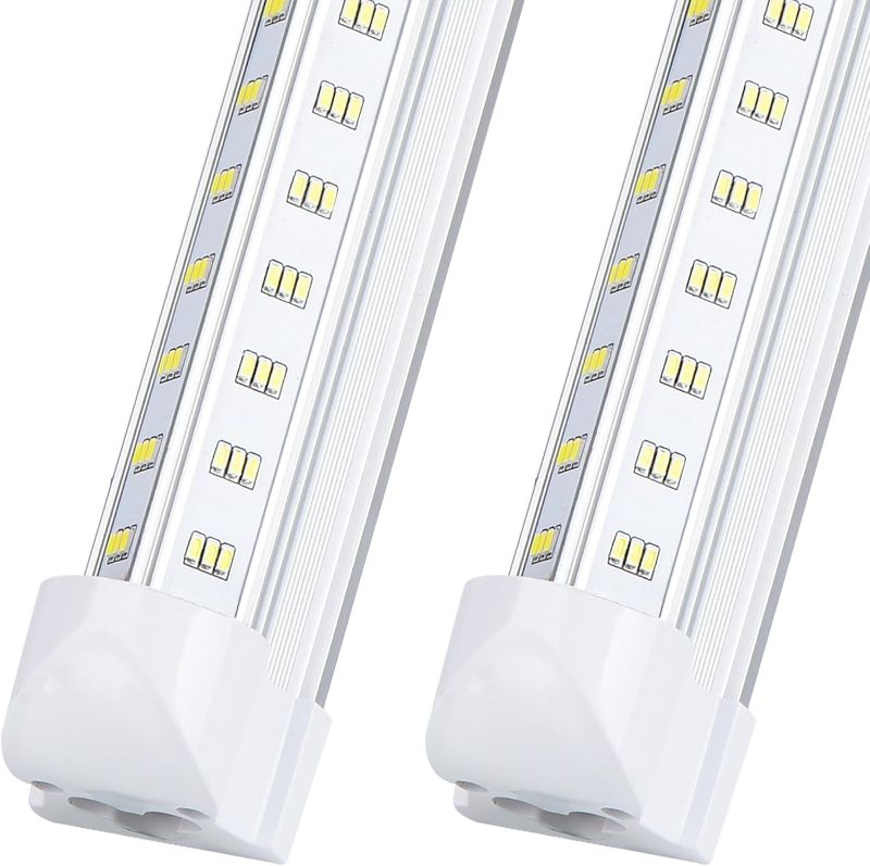 Photo 1 of 10Pack 8Ft LED Shop Light Fixture, 100W Integrated LED Tube Light,15500LM, 6500K, Clear Cover,6 Rows V Shape 270 Degree T8 LED Lighting for Garage Warehouse Workshop Basement
