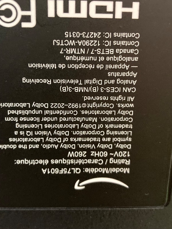 Photo 1 of **SMASHED SCREEN FINAL SALE**Amazon Fire TV 75" Omni QLED Series 4K UHD smart TV, Dolby Vision IQ, Fire TV Ambient Experience, local dimming, hands-free with Alexa
