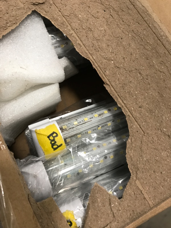 Photo 1 of 10-Pack 8ft LED Shop Light Fixture - 90W T8 Integrated LED Tube Light - 6500K 12000LM V-Shape Linkable - High Output - Clear Cover - Plug and Play - 270 Degree Lighting for Garage, Shop, Barn