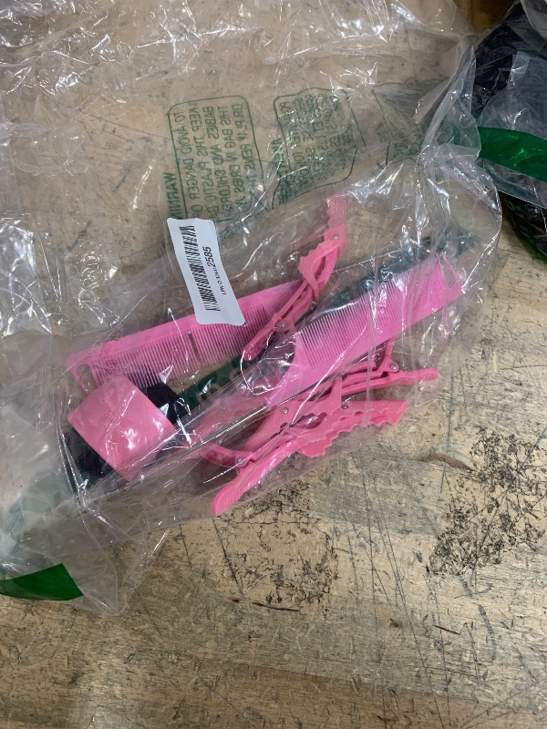 Photo 1 of 7 Pieces Hair Braiding Tools Magnetic Pin Wristband and 2 Pieces Stainless Steel Pintail Rat Tail Comb with 4 Wide Teeth Alligator Sectioning Hair Clip for Braid Tool Braid Maker(Pink)