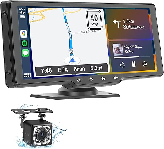 Photo 1 of 10.26" HD Portable Carplay Wireless Touch Screen Double Din Car Stereo Compatible Apple Carplay and Android Auto with GPS Navigation, Voice Control, Mirror Link, Bluetooth, AUX, FM, AirPlay