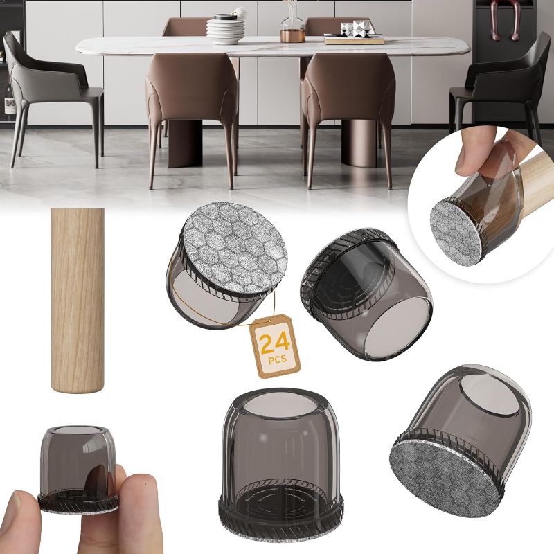 Photo 1 of 24PCS Extra Small Chair Leg Floor Protectors, Furniture Sliders, Chair Leg Protectors for Hardwood Floors, Non-Slip Felt Furniture Pads, Round Silicone Cap Covers to Protect Floors(Fit 0.5" - 0.75")