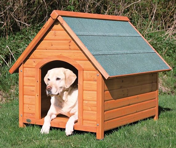 Photo 1 of ***HAS BROKEN DAMAGED WOOD AROUND FRONT ENTRANCE/PARTS ONLY***TRIXIE Natura Pitched Roof Dog House, 40 L X 33 W X 34.5 H
