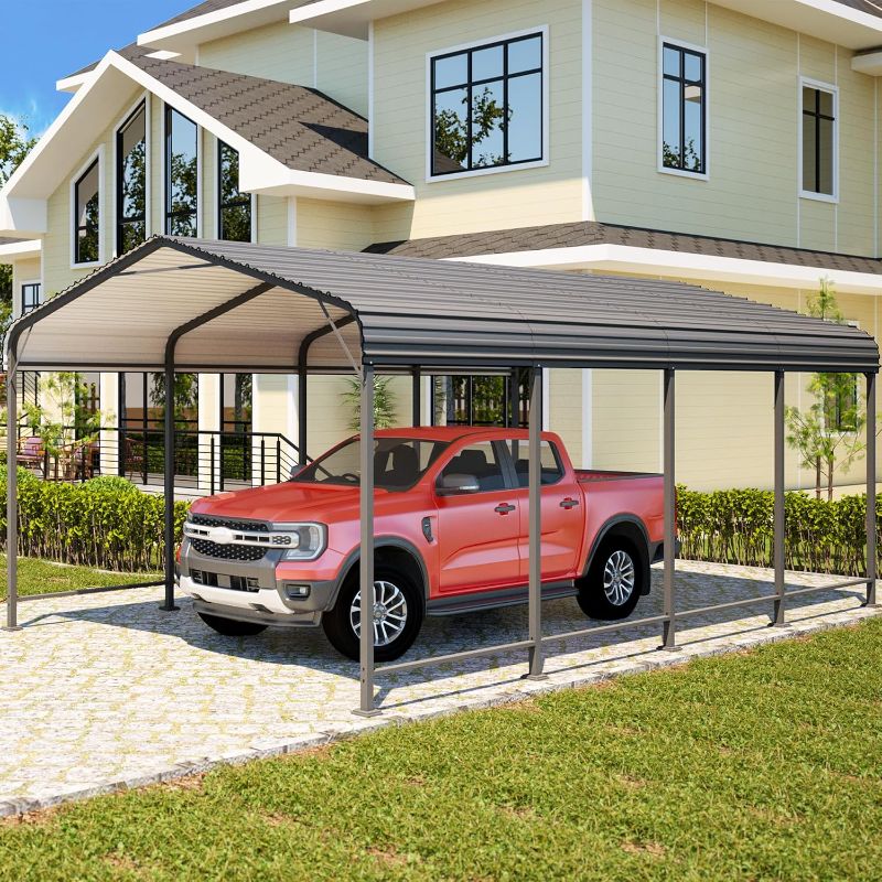 Photo 1 of ***PARTS ONLY***
Carport 12x15FT Metal Carport, Heavy Duty Car Port Canopy with Galvanized Steel Roof, 40% Thicker Frame Metal Garage with Reinforced Base, All-Weather Outdoor Storage Car Port for Pickup, Boat