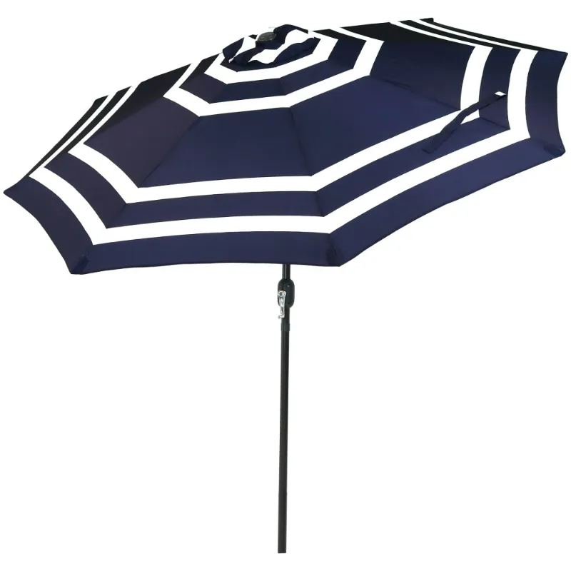 Photo 1 of *****MISSING THE POLE***Sunnydaze Striped 9' Navy Blue Patio Umbrella
