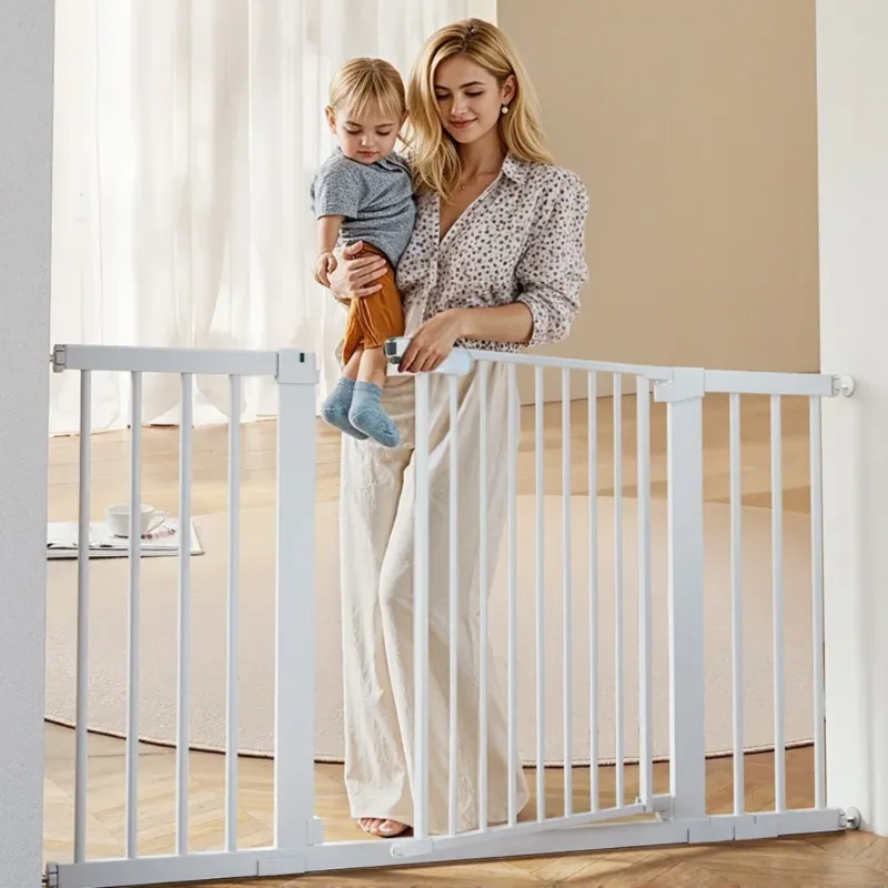 Photo 1 of 29.5-51.6'' Extra Wide Baby Gate, Caveen 30''H Safety Doorway Gates Pressure Mounted, White