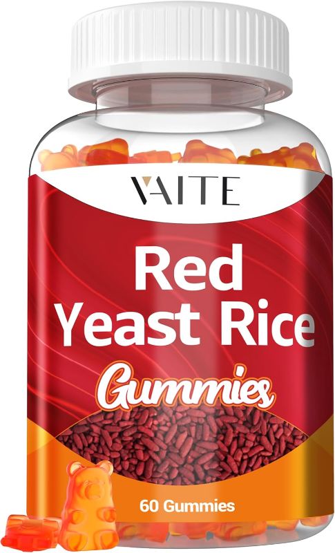 Photo 1 of  Red Yeast Rice with CoQ10 Gummies - 1200 mg RYR Synergy Plant-Based Supplement with Coenzyme Q10, Non-GMO, Citrinin-Free, No Artificial Additives, Supports Vitality, Endurance & Energy – 60 Gummies