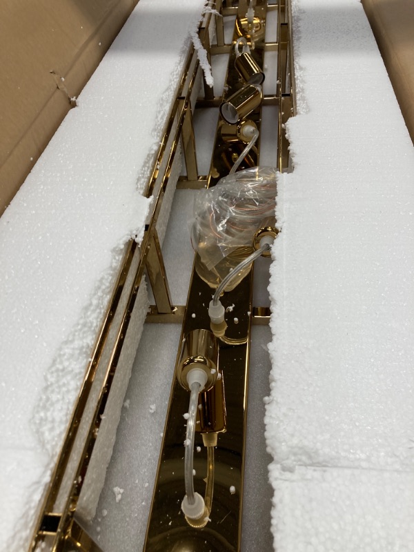 Photo 1 of **MISSING HANGING CRYSTALS, maybe other parts** Arotikee Gold Rectangular Crystal
Chardelier Modern Rectangle
Chandelier 21 Lights Oval