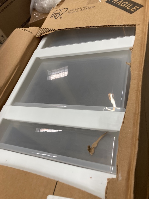 Photo 1 of IRIS USA Plastic Drawer Storage Organizer Rolling Cart, with Wheels Casters, 4-Drawers, for Classroom Art Craft Supplies Dresser Closet Bathroom Dorm Bedroom Laundry Room, White/Clear