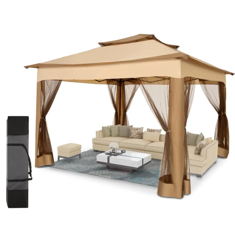 Photo 1 of ****the color is grey****MISSING PARTS*****HOTEEL 11x11 Outdoor Waterproof Gazebo, Pop up Canopy Gazebo with Mosquito Netting & UV Protection for Parties, Camping, Weddings, and Backyard Events, grey 