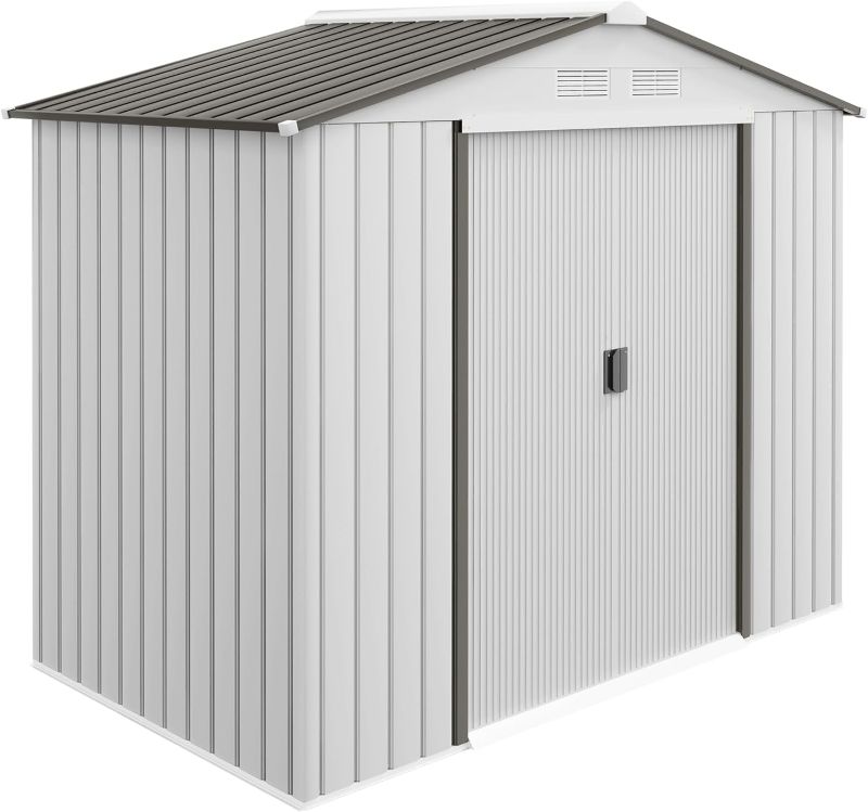 Photo 1 of ****PARTS ONLY*****JYQAQA 6x4 FT Outdoor Garden Storage Shed,Waterproof Metal Garden Sheds with Lockable Double Door,Weather Resistant Steel Tool Storage House Shed for,Garden,Patio,Lawn Gray