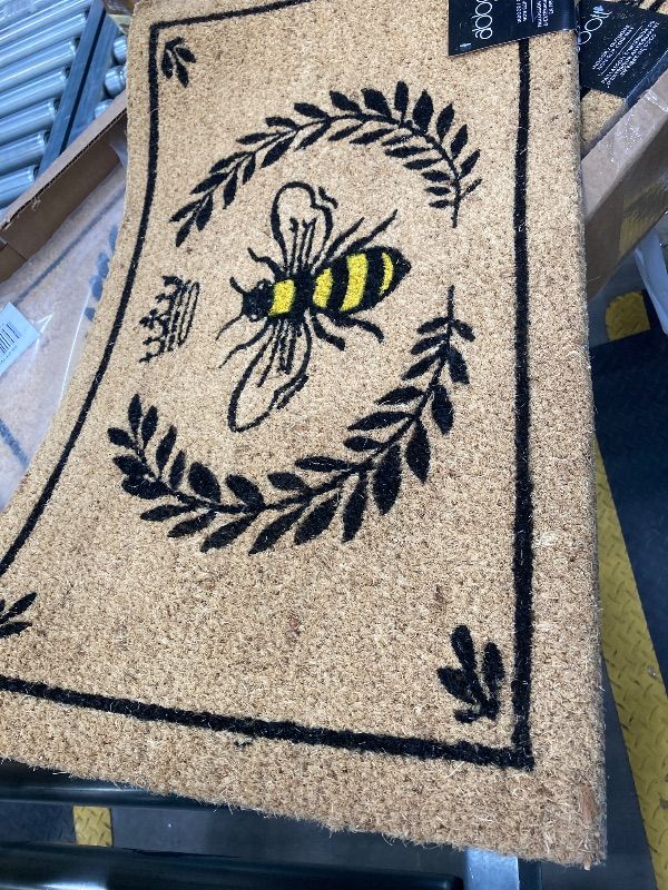 Photo 1 of Abbott Collection Bee in Crest Coir Doormat with PVC Backing (18x 30 L)