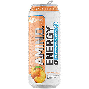 Photo 1 of **BB 1/26/26**Sparkling Amino Energy + Electrolytes Drink - Peach Bellini (12 Drinks)

