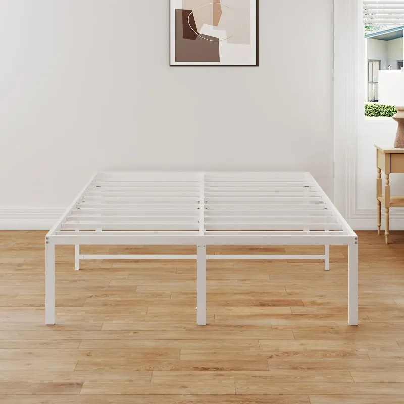 Photo 1 of **NOT IN ORIGINAL PACKAGING***Lusimo Full Size Bed Frame 18 inch Heavy Duty Platform Metal Bed Frame Full with Attach Headboard Hole Anti Slip Support Mattress Foundation, White
