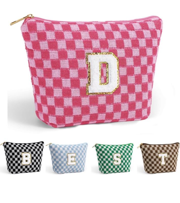 Photo 1 of ***THE LETTER IS "A" YOOLIFE Large Makeup Pouch - Personalized Cute Makeup Bag Case Travel Toiletry, Preppy Stuff, Gifts for Women Her Birthday Mom Teacher Sister Friend Female Girlfriend Initial Gifts Idea 
