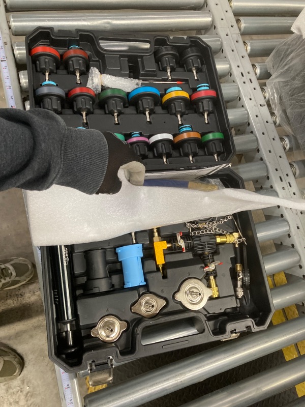 Photo 1 of FOUR UNCLES Radiator & Coolant Pressure Tester and Vacuum Refill Kit - 28-Piece Universal Cooling System Leak Tester and Refiller for Cars Motorcycles Trucks (Black)