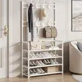Photo 1 of ***MISSING PIECES***HioHa Coat and Shoe Rack, Hall Tree for Entryway with 4-Tier Storage Shelves,Storage Organizer with 8 Hooks for Bedroom, Hallway, Office, White