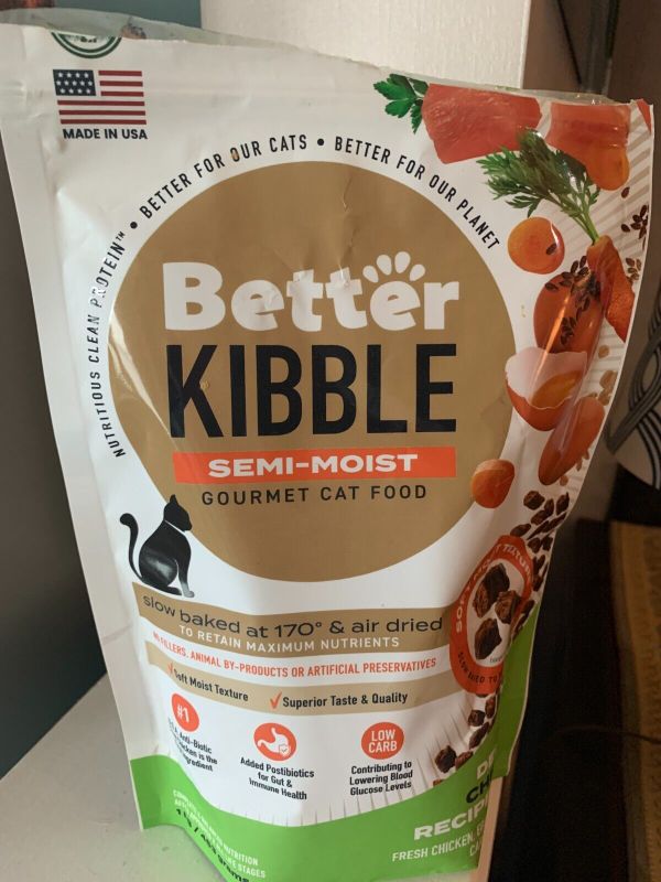 Photo 1 of BETTER KIBBLE CAT FOOD Semi Moist Cat Food Chicken Recipes 1lb Open Package 13.2
