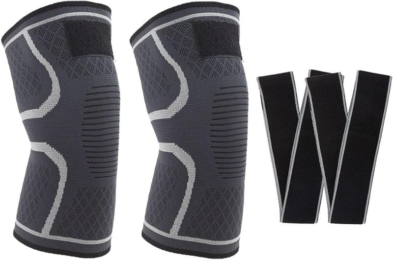 Photo 1 of 2pcs Knee Braces Breathable Nylon Knee Compression Sleeve for Men Women Pain Relief Knee Support Guard for Running Volleyball Knee Pads for Dancers Yoga Climbing kneepads (C : Medium)
