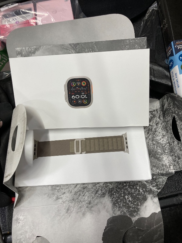 Photo 1 of Apple Watch Ultra 2 [GPS + Cellular 49mm] Smartwatch with Rugged Titanium Case & Olive Alpine Loop Small. Fitness Tracker, Precision GPS, Action Button, Extra-Long Battery Life