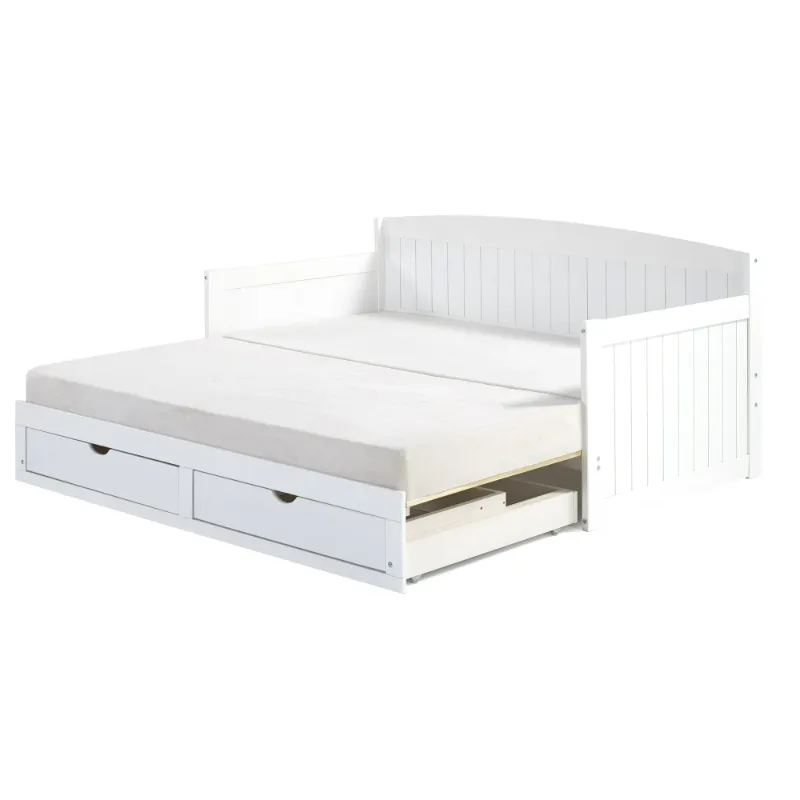 Photo 1 of Alaterre Harmony Daybed with King Conversion, Brazilian Pine Trundle Bed Sleepovers for Kids, White