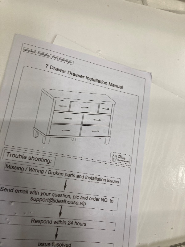 Photo 2 of *see notes*
Dresser for Bedroom with 7 Fabric Bins, Wide Storage Units Chest of Drawers with Metal Frame, Lightweight Storage Tower Organizer for Closet, Kidsroom, Living Room, Wooden Top for TVs, White