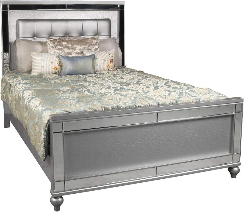 Photo 1 of ****ONLY THE FOOTBOARD AND SLATS/INCOMPLETE SET****
New Classic Furniture Valentino Wood QUEEN Bed, Silver