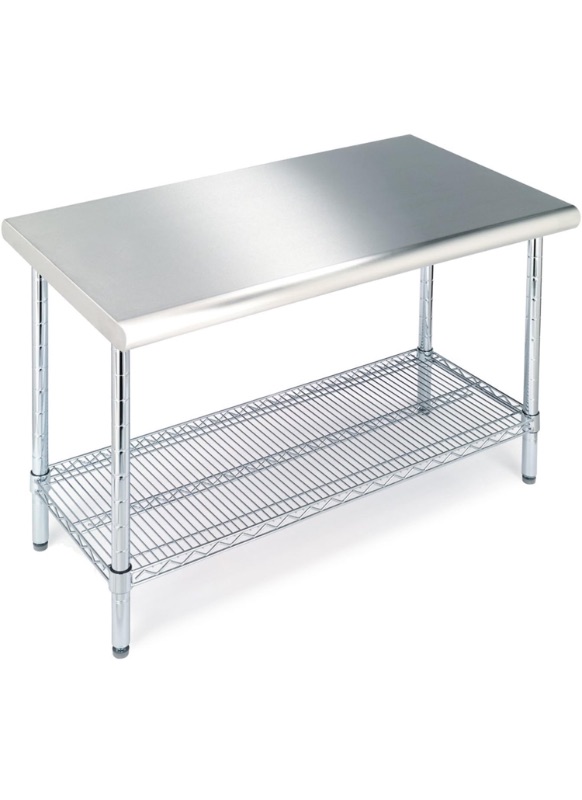 Photo 1 of **MISSING PARTS****Seville Classics NSF Commercial Stainless Steel Top Work Table Island Utility Cart Prep Station, for Restaurant, Kitchen, Warehouse, Garage, Hotel, Home, Steel, 49" W x 24" D x 35.5" H