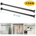 Photo 1 of 28"-48" Adjustable Tension Rod, Rust-Proof Hanging No Drilling Cabinet Wardrobe Closet Window Shower Curtain Rod, Black (2 Pack)