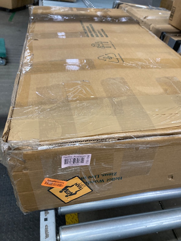 Photo 1 of ***MISSING PARTS***Zinus King r Upholstered Platform Bed with Horizontal Paneled Headboard, Wooden Slat Support, No Box Spring Needed, Easy Assembly, Eco Friendly Packaging, Dark Grey