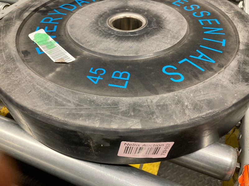 Photo 1 of BalanceFrom Olympic Bumper Plate Weight Plate with Steel Hub, Black, 45 lbs Single