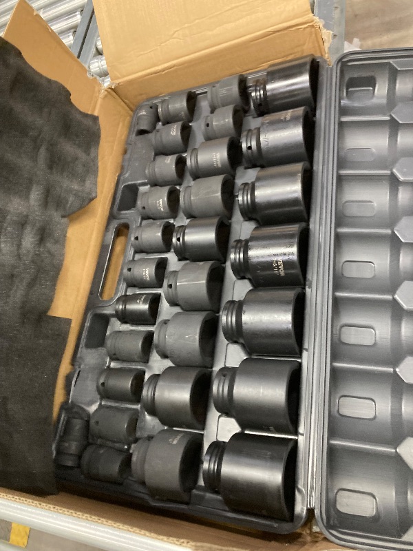 Photo 1 of VEVOR Impact Socket Set 3/4 Inches 29 Piece Impact Sockets, 6-Point Sockets, Rugged Construction, CR-M0, 3/4 Inches Drive Socket Set Impact SAE 3/4 inch - 2-1/2 inch, with a Storage Cage