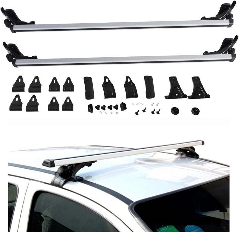 Photo 1 of 48 Inch Universal Car Top Roof Cross Bar Luggage Cargo Rack with 3 Kinds Clamp Silver Aluminum