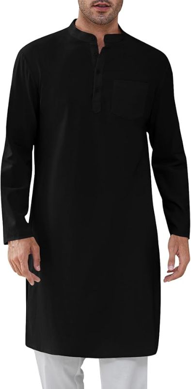 Photo 1 of ==SIMILAR==LVCBL Thobe for Men Long Sleeve Kaftan Muslim Thobe Button Down Long Gown Caftan with Pockets
