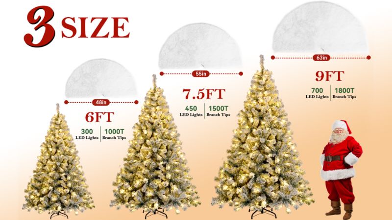 Photo 1 of 



TEAYINGDE
Yexmas 7.5ft Snow Flocked Christmas Tree, Pre-Lit Artificial White Christmas Tree with 1500 Branch Tips?450 Warm White Lights?55 Inch Faux Fur Christmas Tree Skirt White