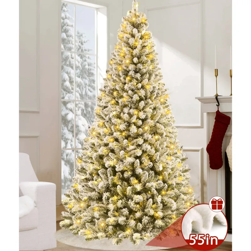 Photo 1 of 



TEAYINGDE
Yexmas 7.5ft Snow Flocked Christmas Tree, Pre-Lit Artificial White Christmas Tree with 1500 Branch Tips?450 Warm White Lights?55 Inch Faux Fur Christmas Tree Skirt White