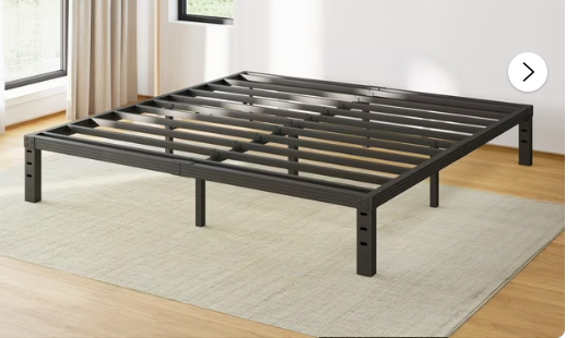 Photo 1 of COMASACH 12 inch King Bed Frame, Easy Assembly, No Box Spring Needed, Heavy Duty Metal Platform King Size, Noise Free, Black
