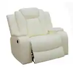 Photo 1 of 37.5 in. W White Faux Leather Power Recliner