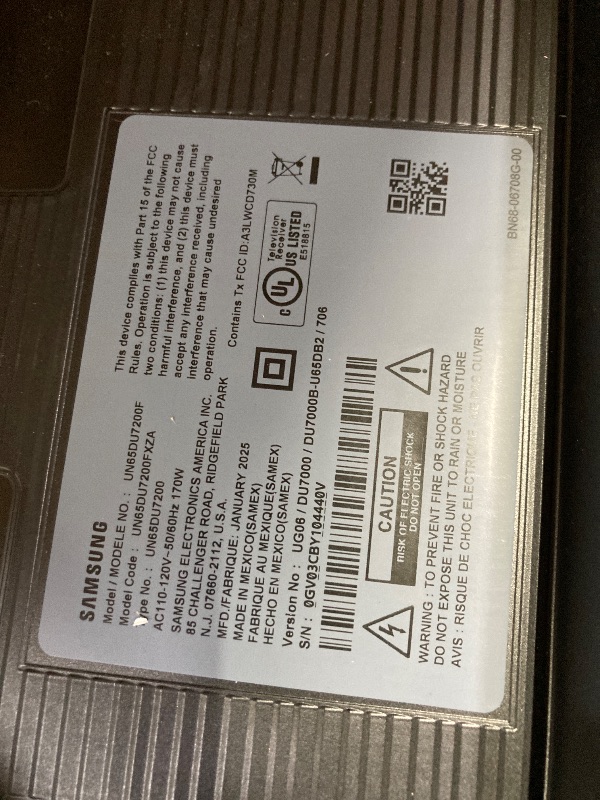 Photo 1 of 65” Class DU7200 Series Crystal UHD 4K Smart Tizen TV (2024)