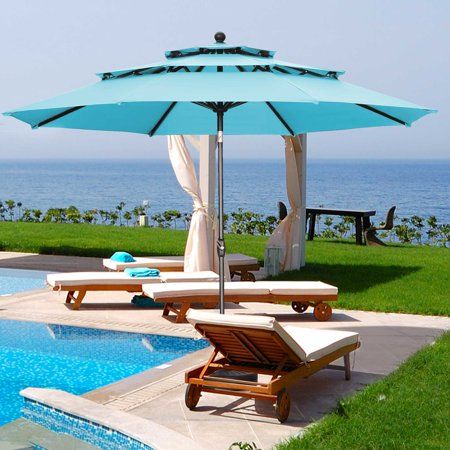 Photo 1 of ****PARTS ONLY****Outdoor Basic Patio Umbrella 10FT Outdoor Umbrella W/ 3 Tiers Adjustable Outdoor Market Umbrella W/ Crank and Tilt Table Umbrella for Garden Lawn Ba
